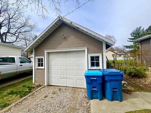 detached garage with driveway