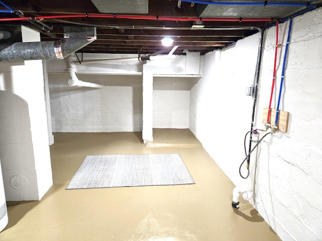 view of unfinished basement