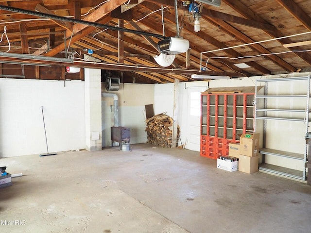 garage with a garage door opener