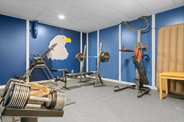 2469 Ash Te Wette Beach Dr, Hillsdale, MI 49242 - workout area with baseboards and a paneled ceiling