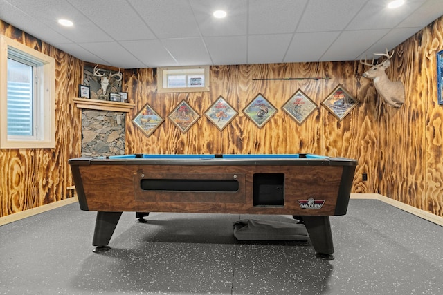 2469 Ash Te Wette Beach Dr, Hillsdale, MI 49242 - recreation room with baseboards and wood walls