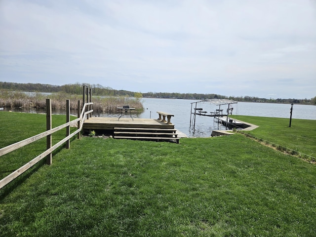 2469 Ash Te Wette Beach Dr, Hillsdale, MI 49242 - dock area featuring a lawn and a water view