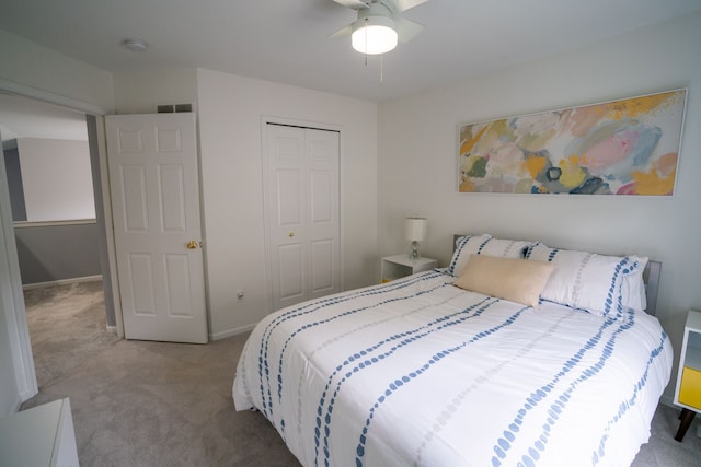 6175 Foxfire Cir, Clarkston, MI 48346 - bedroom featuring carpet flooring, a closet, baseboards, and ceiling fan
