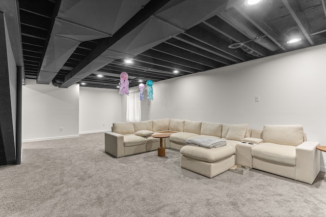 living room featuring baseboards and carpet floors