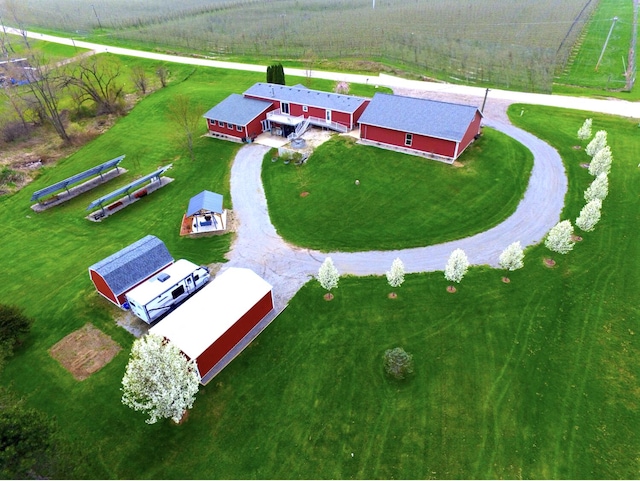 aerial view featuring a rural view