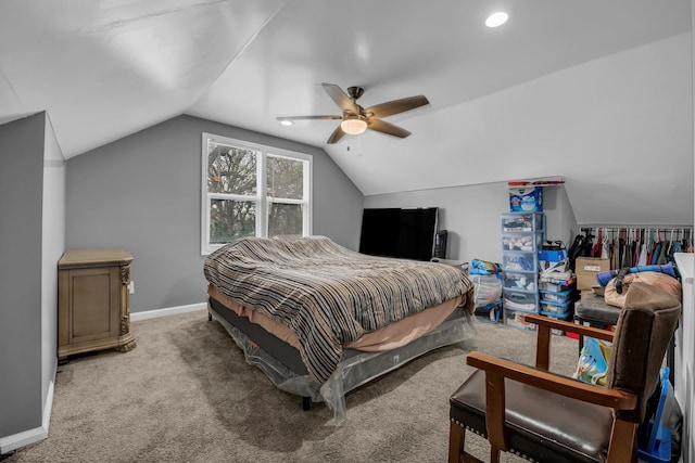 19631 Dwyer St, Detroit, MI 48234 - bedroom with carpet floors, a ceiling fan, baseboards, and vaulted ceiling