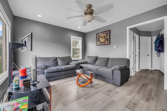 19631 Dwyer St, Detroit, MI 48234 - living area featuring recessed lighting, ceiling fan, and wood finished floors