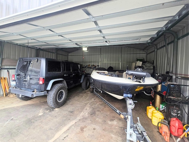 garage with a garage door opener