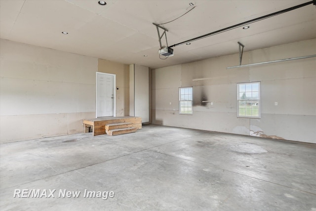 garage with a garage door opener