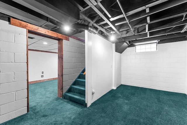 7960 Jackson St, Taylor, MI 48180 - below grade area featuring stairway and carpet floors