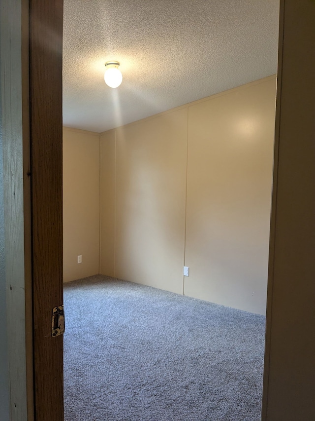 carpeted empty room featuring a textured ceiling
