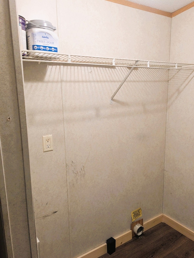 walk in closet featuring dark wood-type flooring