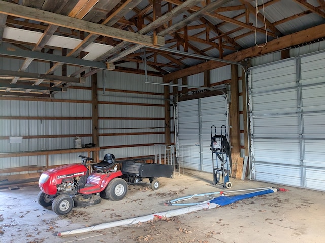 garage featuring metal wall