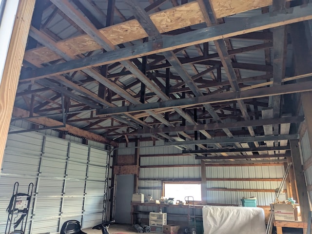 garage featuring metal wall