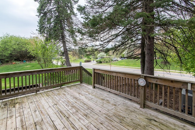 deck featuring a yard