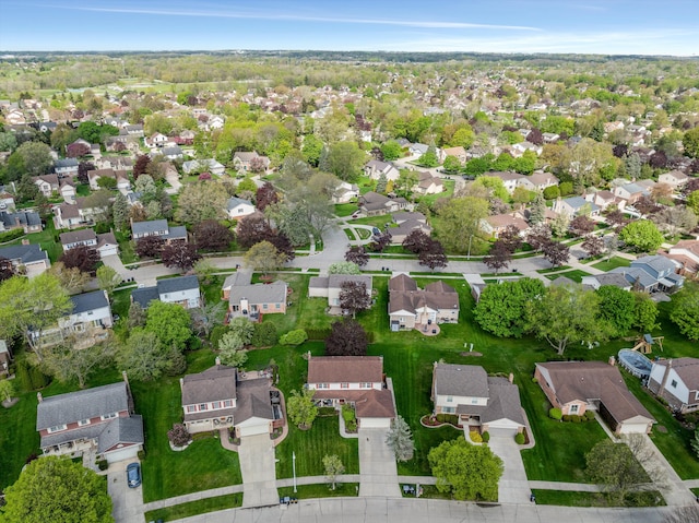 drone / aerial view with a residential view