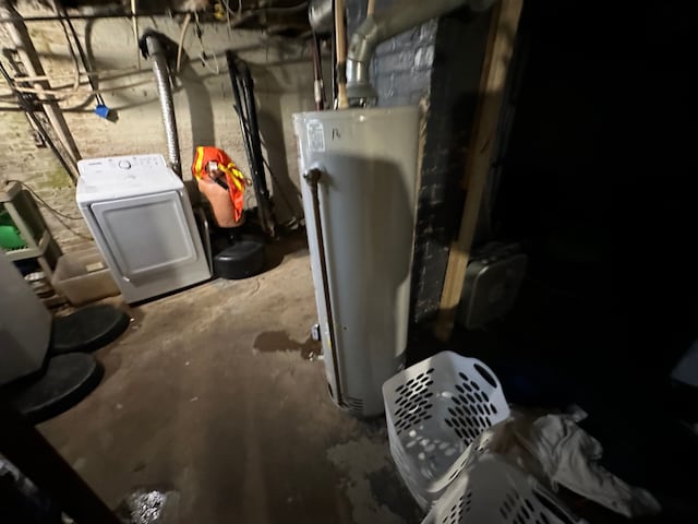utilities with washer and clothes dryer and water heater