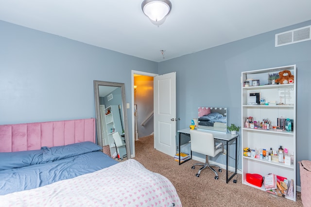 bedroom featuring visible vents and carpet floors