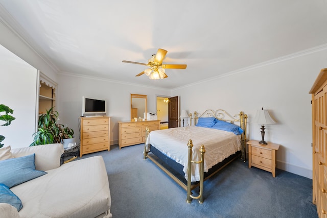 725 W Boston Blvd, Detroit, MI 48202 - carpeted bedroom featuring crown molding and a ceiling fan