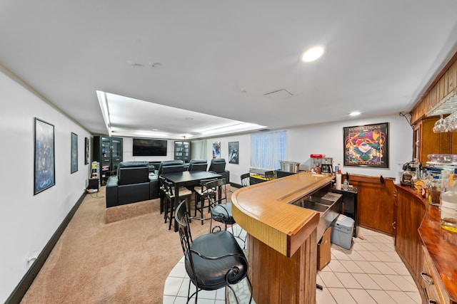 725 W Boston Blvd, Detroit, MI 48202 - bar with a community bar, recessed lighting, baseboards, and light colored carpet