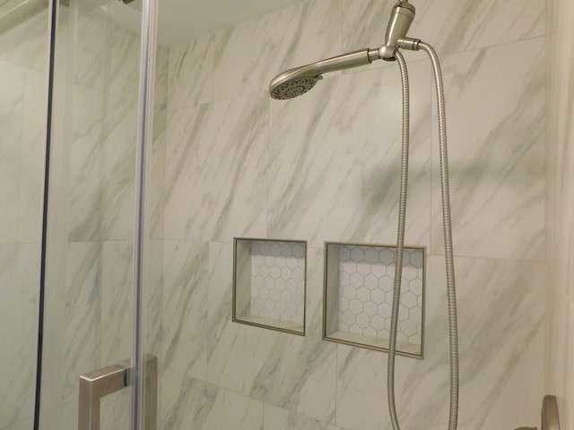 details with a marble finish shower