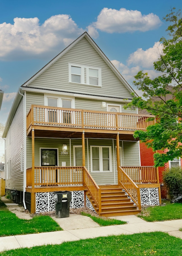 view of front facade featuring covered porch