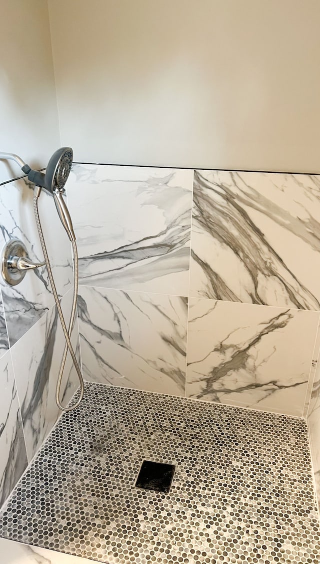 interior details with a marble finish shower