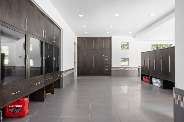 10463 W H Ave, Kalamazoo, MI 49009 - mudroom with light tile patterned floors, wainscoting, and recessed lighting