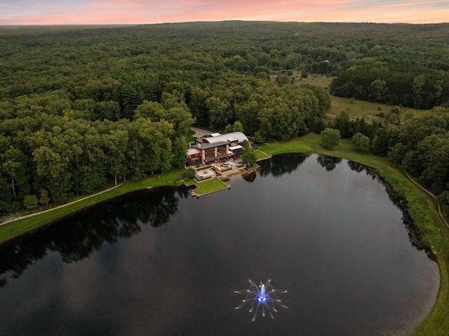10463 W H Ave, Kalamazoo, MI 49009 - aerial view at dusk featuring a water view and a wooded view