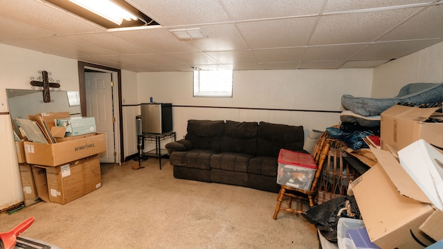 15261 Demean Ave, Allen Park, MI 48101 - living area featuring a drop ceiling and carpet flooring