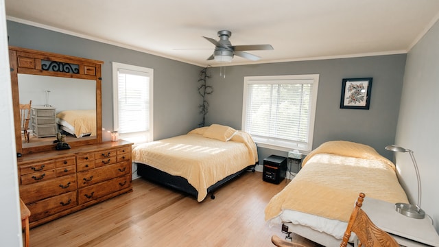 15261 Demean Ave, Allen Park, MI 48101 - bedroom featuring light wood-style floors, crown molding, and a ceiling fan