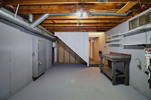 view of unfinished basement