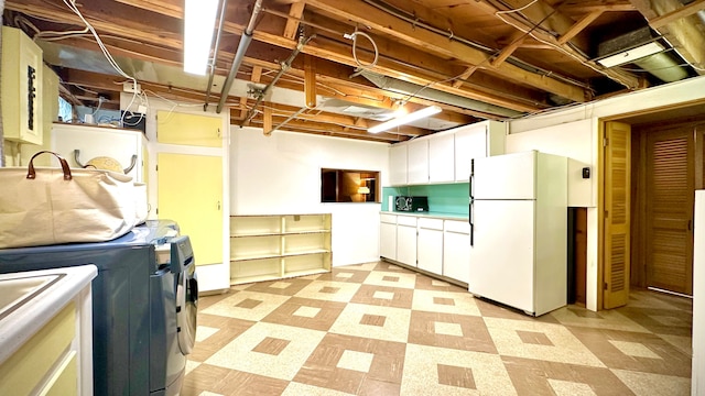 9186 Arnold St, Redford, MI 48239 - unfinished basement with freestanding refrigerator and light flooring