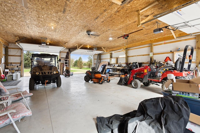 garage with a garage door opener