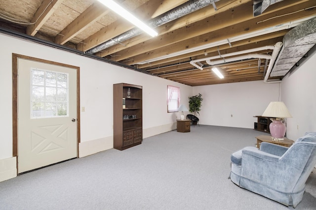 basement with carpet floors