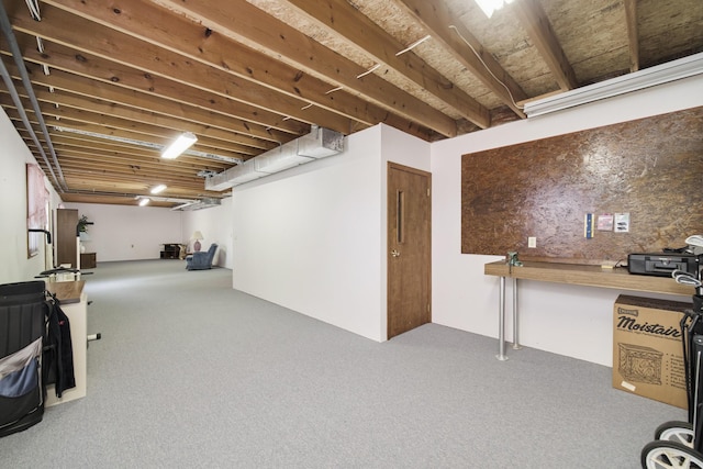 finished basement with carpet floors