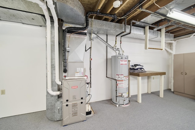 utility room with water heater