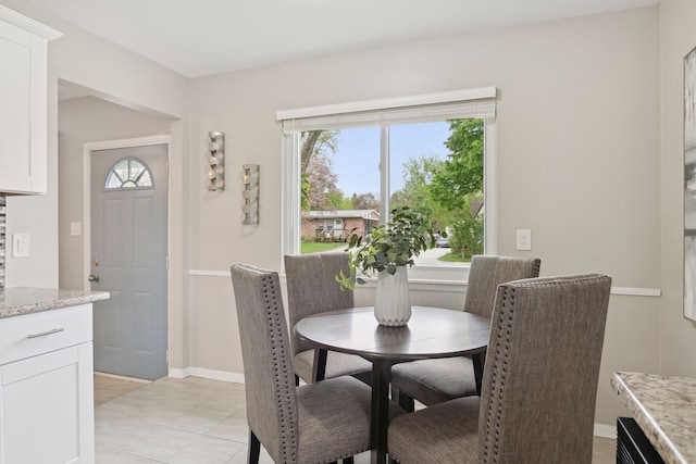 dining room with baseboards and a healthy amount of sunlight