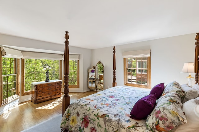 bedroom featuring light wood finished floors