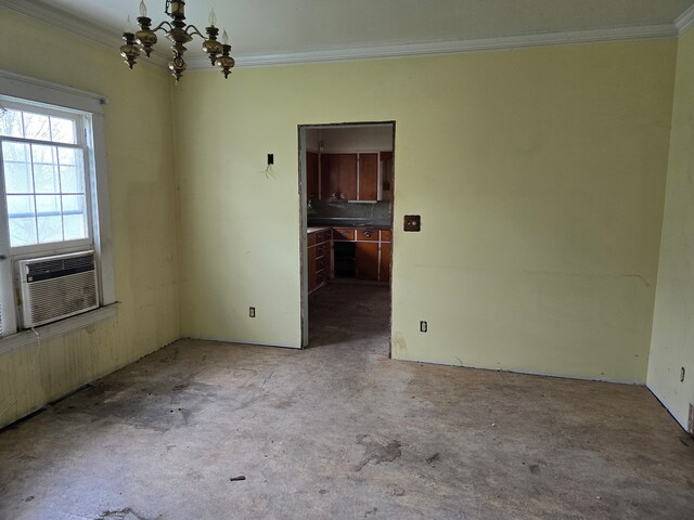 1315 Mitchell St, Jackson, MI 49203 - unfurnished room featuring a chandelier, ornamental molding, and cooling unit