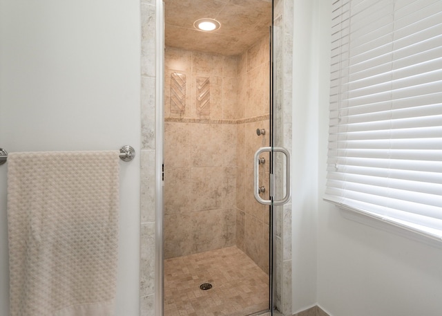 bathroom featuring a shower stall