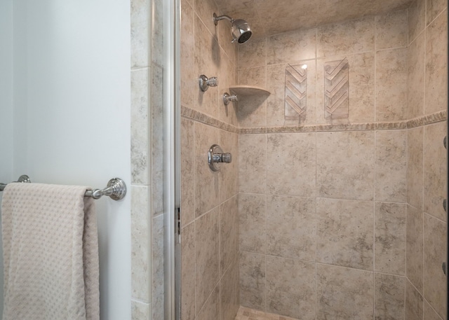 interior details featuring a shower stall