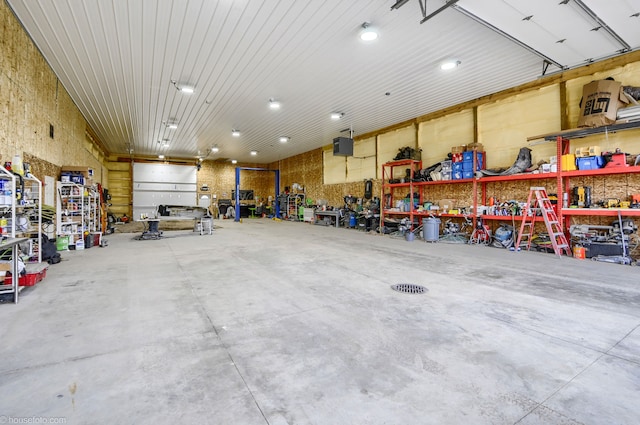 garage featuring a workshop area