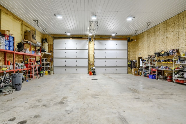 garage featuring a workshop area