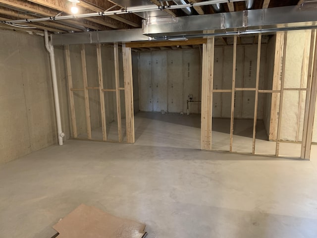 view of unfinished basement