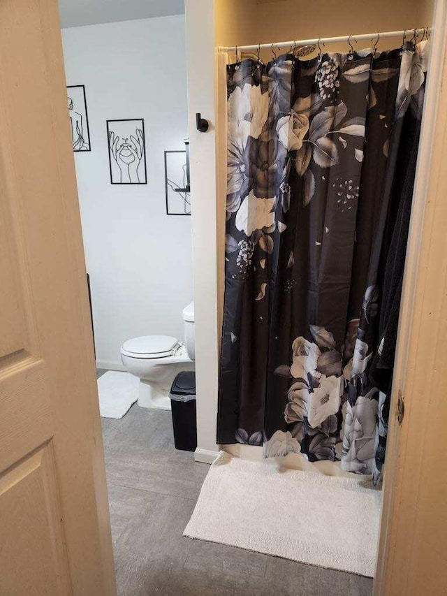 18664 Bradstreet Rd, Hudson, MI 49247 - bathroom featuring a shower with curtain and toilet