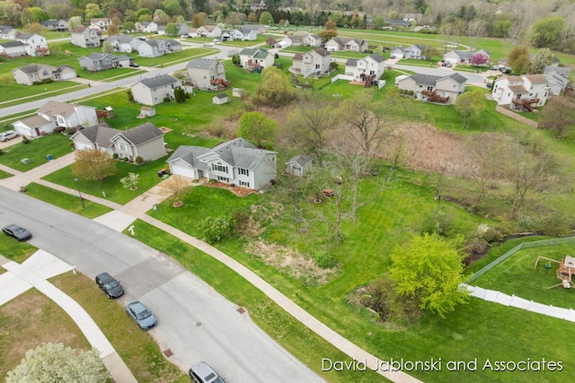 aerial view with a residential view