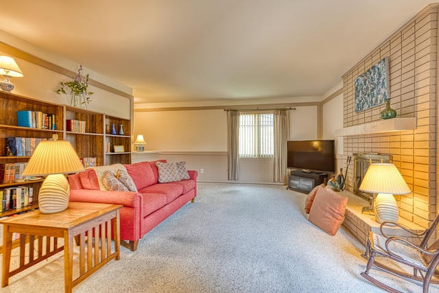 1471 Ledgewood Dr, Canton, MI 48188 - carpeted living room featuring a brick fireplace