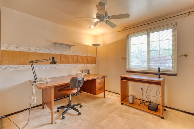 1471 Ledgewood Dr, Canton, MI 48188 - office featuring a ceiling fan and light carpet