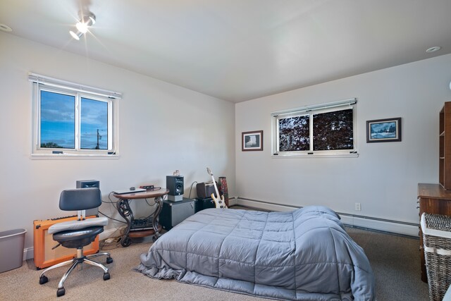 9145 Sandy Ridge Dr, White Lake, MI 48386 - bedroom with a baseboard radiator and carpet
